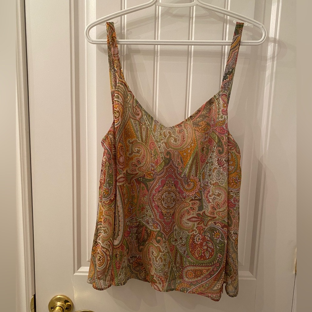 NWOT DREAM SIZE XL MULTI COLOUR WITH HINTS OF GOLD THREAD SPAGHETTI STRAP TOP